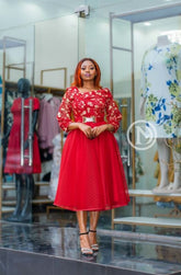 Elegant red midi dress